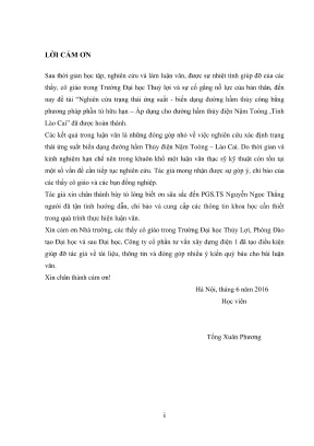 Luận văn thạc sĩ xây dựng công trình thủy nghiên cứu trạng thái ứng suất biến dạng đường hầm thủy công bằng phương pháp phần tử hữu hạn áp dụng cho đường hầm thủy điện nậm toóng lào cai