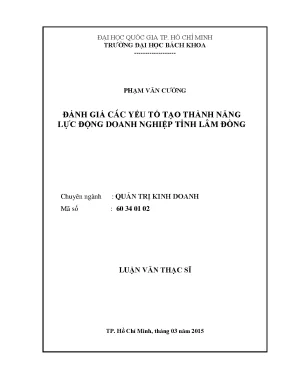 Luận văn thạc sĩ quản trị kinh doanh đánh giá các yếu tố tạo thành năng lực động doanh nghiệp tỉnh lâm đồng
