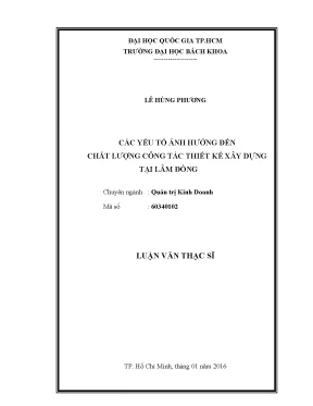 Luận văn thạc sĩ quản trị kinh doanh các yếu tố ảnh hưởng đến chất lượng công tác thiết kế xây dựng tại lâm đồng