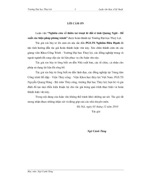 Luận văn thạc sĩ xây dựng công trình thủy nghiên cứu về thiên tai trượt lở đất ở tỉnh quảng ngãi đề xuất các biện pháp phòng tránh