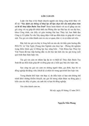 Luận văn thạc sĩ xây dựng công trình thủy xác định các thông số thủy lực để lựa chọn kết cấu mũi phun tràn xả lũ hồ thủy điện buôn tua srah