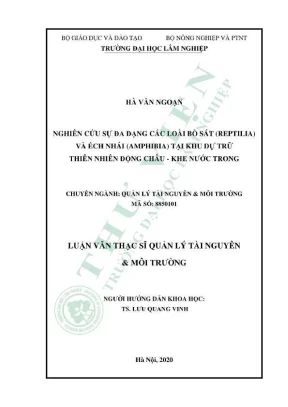 Luận văn thạc sĩ quản lý tài nguyên và môi trường nghiên cứu sự đa dạng các loài bò sát reptilia và ếch nhái amphibia tại khu dự trữ thiên nhiên động châu khe nước trong
