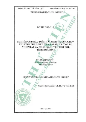 Luận văn thạc sĩ khoa học lâm nghiệp nghiên cứu đặc điểm tái sinh và lựa chọn phương pháp điều tra tái sinh rừng tự nhiên tại xã đú sáng huyện kim bôi tỉnh hòa bình