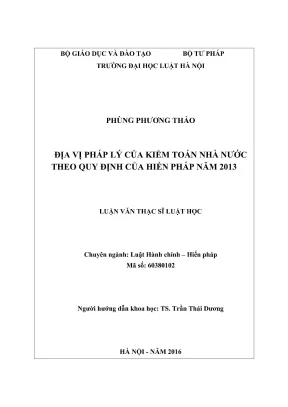 Luận văn thạc sĩ luật học địa vị pháp lý của kiểm toán nhà nước theo quy định của hiến pháp năm 2013