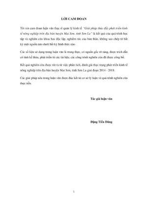 Luận văn thạc sĩ quản lý kinh tế giải pháp thúc đẩy phát triển kinh tế nông nghiệp trên địa bàn huyện mai sơn