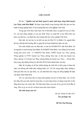 Luận văn thạc sĩ kinh tế nông nghiệp nghiên cứu mô hình quản lý nước sinh hoạt nông thôn huyện lạc thuỷ tỉnh hoà bình