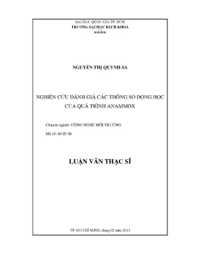 Luận văn thạc sĩ công nghệ môi trường nghiên cứu đánh giá các thông số động học của quá trình anammox