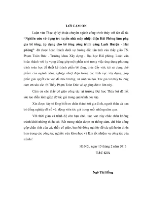 Luận văn thạc sĩ xây dựng công trình thủy nghiên cứu sử dụng tro tuyển nhà máy nhiệt điện hải phòng làm phụ gia bê tông áp dụng cho bê tông công trình cảng lạch huyện hải phòng
