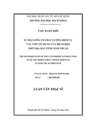 Luận văn thạc sĩ quản trị kinh doanh sự hài lòng về chất lượng dịch vụ vay vốn tín dụng của hộ nghèo trên địa bàn tỉnh ninh thuận