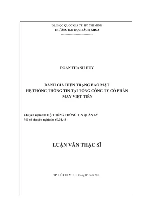 Luận văn thạc sĩ hệ thống thông tin quản lý đánh giá hiện trạng bảo mật hệ thống thông tin tại tổng công ty cổ phần may việt tiến