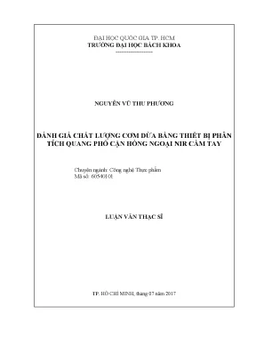 Luận văn thạc sĩ công nghệ thực phẩm đánh giá chất lượng cơm dừa bằng thiết bị phân tích phổ cận hồng ngoại nir cầm tay