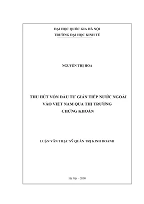 Luận văn thạc sĩ quản trị kinh doanh thu hút vốn đầu tư gián tiếp nước ngoài vào việt nam qua thị trường chứng khoán