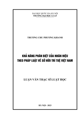 Luận văn thạc sĩ luật học khả năng phân biệt của nhãn hiệu theo pháp luật về sở hữu trí tuệ việt nam