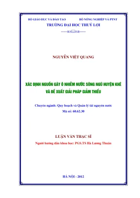 Luận văn thạc sĩ quy hoạch và quản lý tài nguyên nước xác định nguồn gây ô nhiễm nước sông ngũ huyện khê và đề xuất giải pháp giảm thiểu