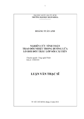 Luận văn thạc sĩ công nghệ nhiệt nghiên cứu tính toán trao đổi nhiệt trong buồng lửa lò hơi đốt trấu lớp sôi cải tiến