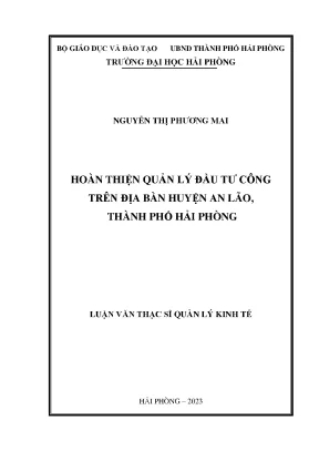 Luận văn thạc sĩ quản lý kinh tế hoàn thiện quản lý đầu tư công trên địa bàn huyện an lão thành phố hải phòng