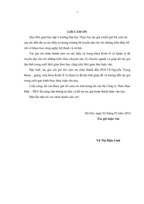 Luận văn thạc sĩ quản lý tài nguyên và môi trường hoàn thiện công tác hoạch định chiến lược kinh doanh tại công ty than mạo khê tập đoàn than khoáng sản việt nam giai đoạn 20162020