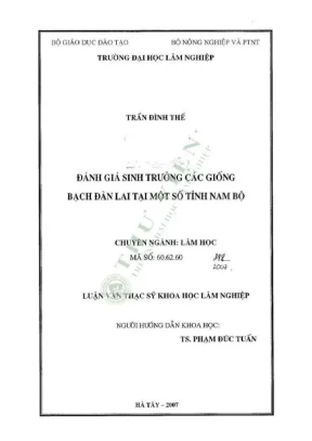 Luận văn thạc sĩ khoa học lâm nghiệp đánh giá sinh trưởng các giống bạch đàn lai tại một số tỉnh nam bộ