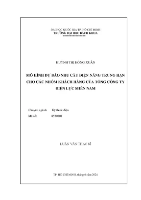 Luận văn thạc sĩ kỹ thuật điện mô hình dự báo nhu cầu điện năng trung hạn cho các nhóm khách hàng của tổng công ty điện lực miền nam