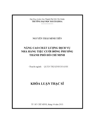 Luận văn thạc sĩ quản trị kinh doanh nâng cao chất lượng dịch vụ nhà hàng tiệc cưới đông phương tp hồ chí minh