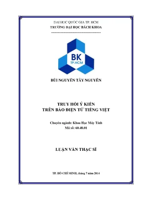 Luận văn thạc sĩ khoa học máy tính truy hồi ý kiến trên báo điện tử tiếng việt