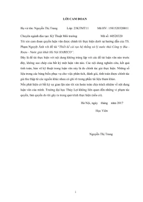 Luận văn thạc sĩ kỹ thuật môi trường thiết kế cải tạo hệ thống xử lý nước thải công ty bia rượu nước giải khát hà nội habeco