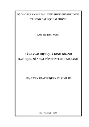 Luận văn thạc sĩ quản lý kinh tế nâng cao hiệu quả kinh doanh bất động sản tại công ty tnhh mai anh