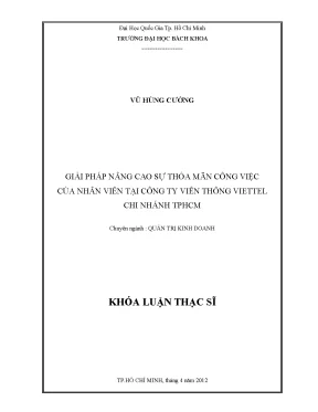 Luận văn thạc sĩ quản trị kinh doanh giải pháp nâng cao sự thỏa mãn công việc của nhân viên tại công ty viễn thông viettel chi nhánh tp hồ chí minh