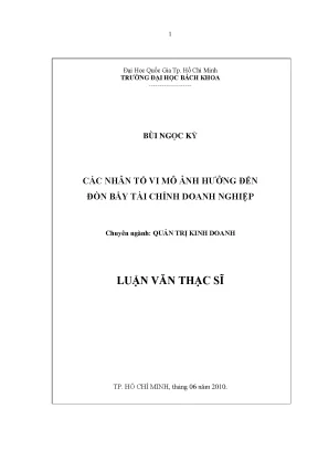Luận văn thạc sĩ quản trị kinh doanh các nhân tố vi mô ảnh hưởng đến đòn bẩy tài chính doanh nghiệp