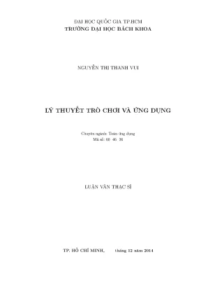 Luận văn thạc sĩ toán ứng dụng lý thuyết trò chơi và ứng dụng