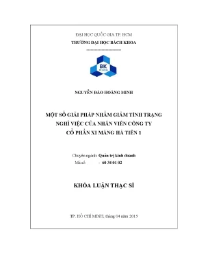 Luận văn thạc sĩ quản trị kinh doanh một số giải pháp nhằm giảm tình trạng nghỉ việc của nhân viên công ty cổ phần xi măng hà tiên 1