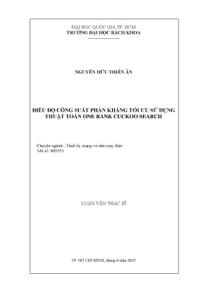 Luận văn thạc sĩ thiết bị mạng và nhà máy điện điều độ công suất phản kháng tối ưu sử dụng thuật toán one rank cuckoo search