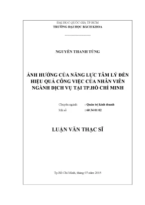 Luận văn thạc sĩ quản trị kinh doanh ảnh hưởng của năng lực tâm lý đến hiệu quả công việc của nhân viên ngành dịch vụ tại tp hồ chí minh