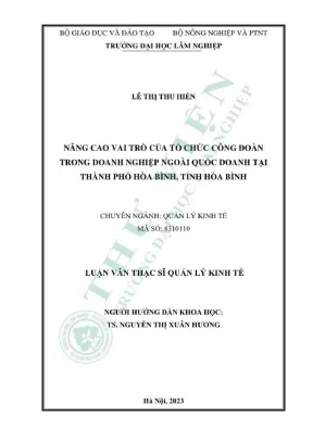 Luận văn thạc sĩ quản lý kinh tế nâng cao vai trò của tổ chức công đoàn trong doanh nghiệp ngoài quốc doanh tại thành phố hoà bình tỉnh hoà bình