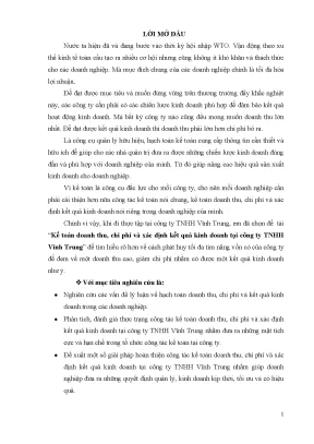 Luận văn tốt nghiệp kế toán doanh thu chi phí và xác định kết quả kinh doanh tại công ty tnhh vĩnh trung