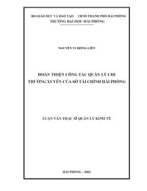 Luận văn thạc sĩ quản lý kinh tế hoàn thiện công tác quản lý chi thường xuyên của sở tài chính hải phòng