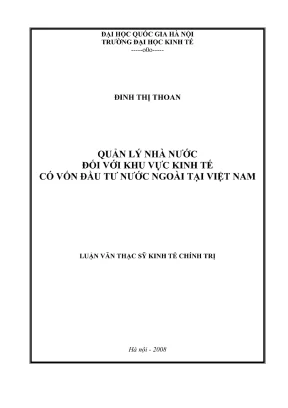 Luận văn thạc sĩ kinh tế chính trị quản lý nhà nước đối với khu vực kinh tế có vốn đầu tư nước ngoài tại việt nam