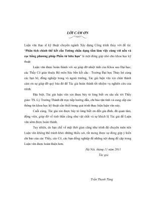 Luận văn thạc sĩ xây dựng công trình thủy phân tích chỉnh thể kết cấu tường chắn dạng tấm làm việc cùng với nền và cọc bằng phương pháp phần tử hữu hạn