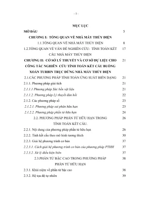 Luận văn thạc sĩ xây dựng công trình thủy nghiên cứu trạng thái ứng suất biến dạng khối buồng xoắn nhà máy thủy điện turbin trục đứng