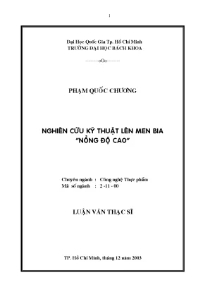 Luận văn thạc sĩ công nghệ thực phẩm nghiên cứu kỹ thuật lên men bia nồng độ cao