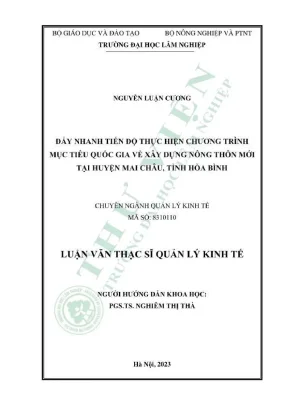 Luận văn thạc sĩ quản lý kinh tế đẩy nhanh tiến độ thực hiện chương trình mục tiêu quốc gia về xây dựng nông thôn mới tại huyện mai châu tỉnh hòa bình