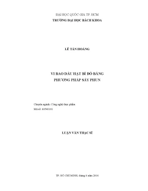 Luận văn thạc sĩ công nghệ thực phẩm vi bao dầu hạt bí đỏ bằng phương pháp sấy phun