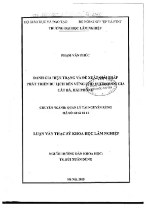 Luận văn thạc sĩ khoa học lâm nghiệp đánh giá hiện trạng và đề xuất giải pháp phát triển du lịch bền vững cho vườn quốc gia cát bà hải phòng