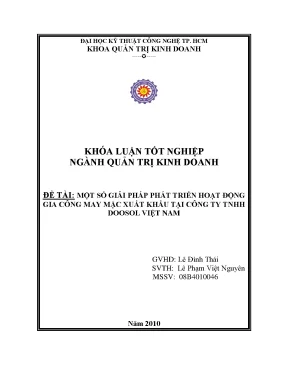 Luận văn một số giải pháp phát triển hoạt động gia công may mặc xuất khẩu tại công ty tnhh doosol việt nam