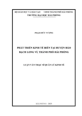 Luận văn thạc sĩ quản lý kinh tế phát triển kinh tế tại huyện đảo bạch long vĩ thành phố hải phòng