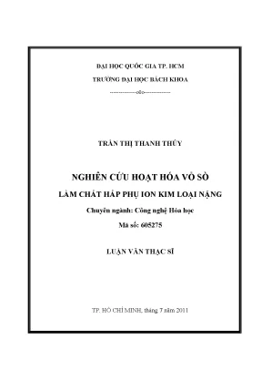 Luận văn thạc sĩ công nghệ hóa học nghiên cứu hoạt hóa vỏ sò làm chất hấp phụ ion kim loại nặng