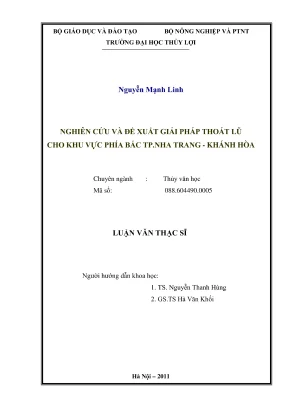 Luận văn thạc sĩ thủy văn học nghiên cứu và đề xuất giải pháp thoát lũ cho khu vực phía bắc tp nha trang khánh hòa