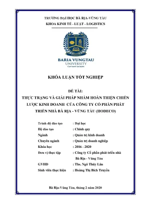 Luận văn tốt nghiệp thực trạng và giải pháp nhằm hoàn thiện chiến lược kinh doanh của công ty cổ phần phát triển nhà bà rịa vũng tàu hodeco