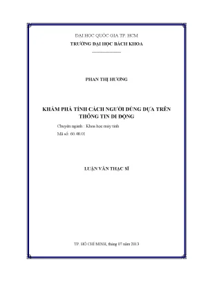 Luận văn thạc sĩ khoa học máy tính khám phá tính cách người dùng dựa trên thông tin di động