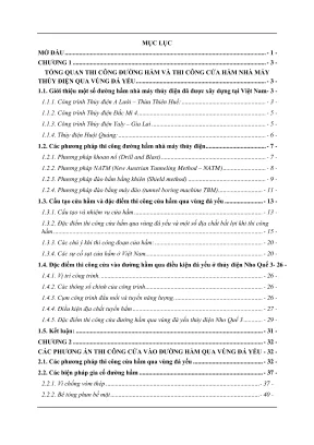 Luận văn thạc sĩ xây dựng công trình thủy so sánh lựa chọn phương pháp thi công cửa vào đường hầm nhà máy thủy điện trong điều kiện đá yếu